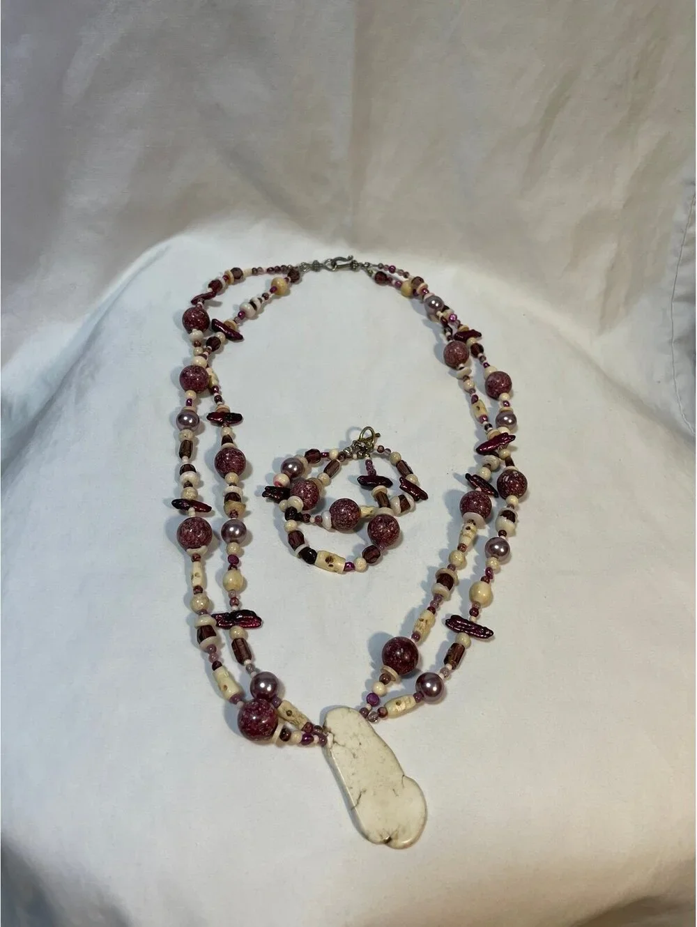 Modern Artisan One Of A Kind Necklace With Matching Bracelet